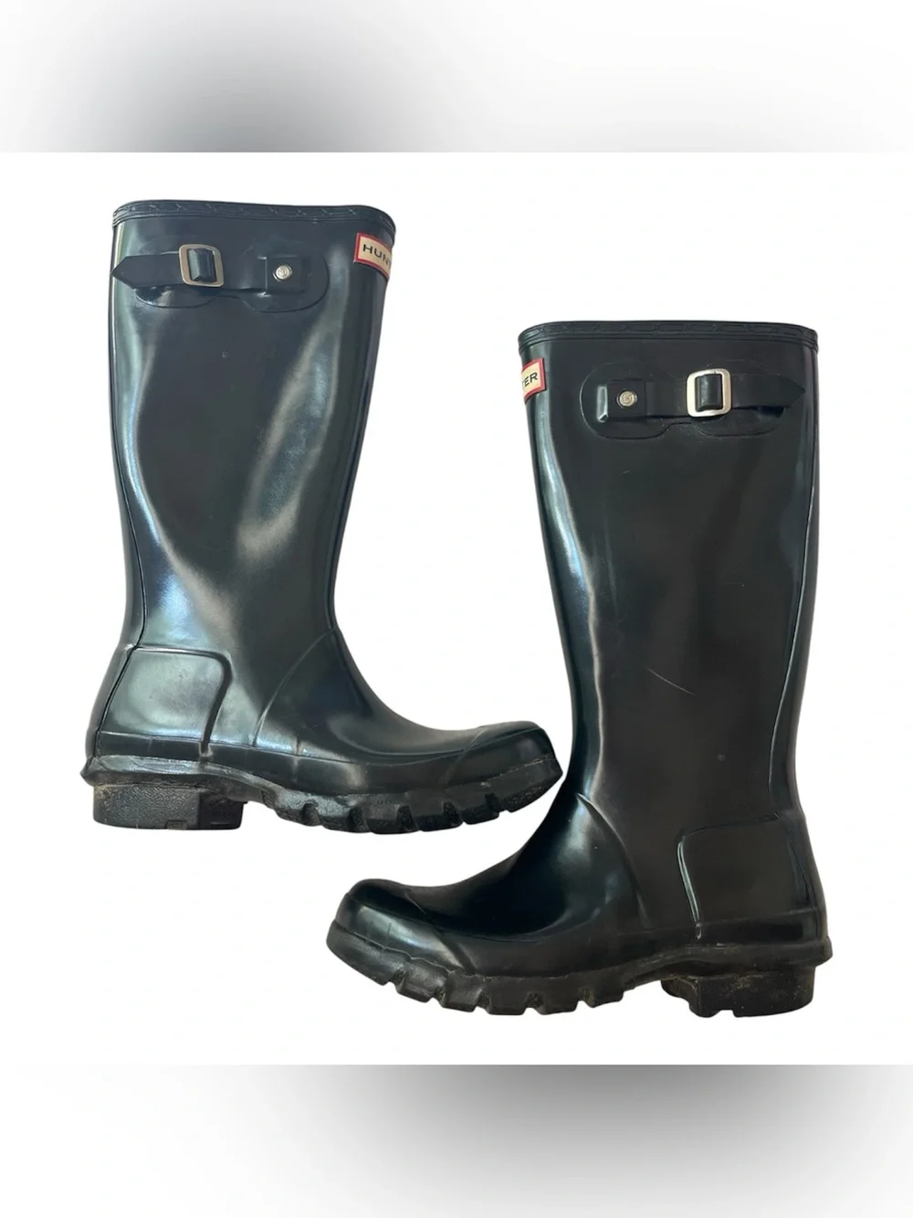HUNTER ORIGINAL TALL GLOSS RAIN BOOTS BLACK US 4